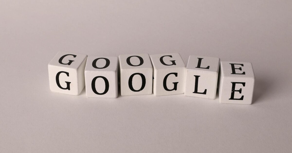 White blocks with letters spelling Google, symbolizing search and SEO concepts.