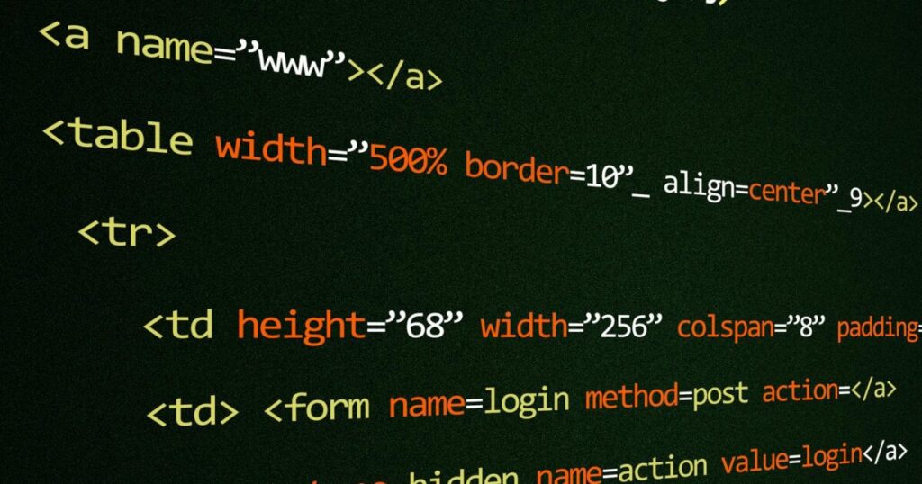 Close-up of HTML code lines highlighting web development concepts and techniques.